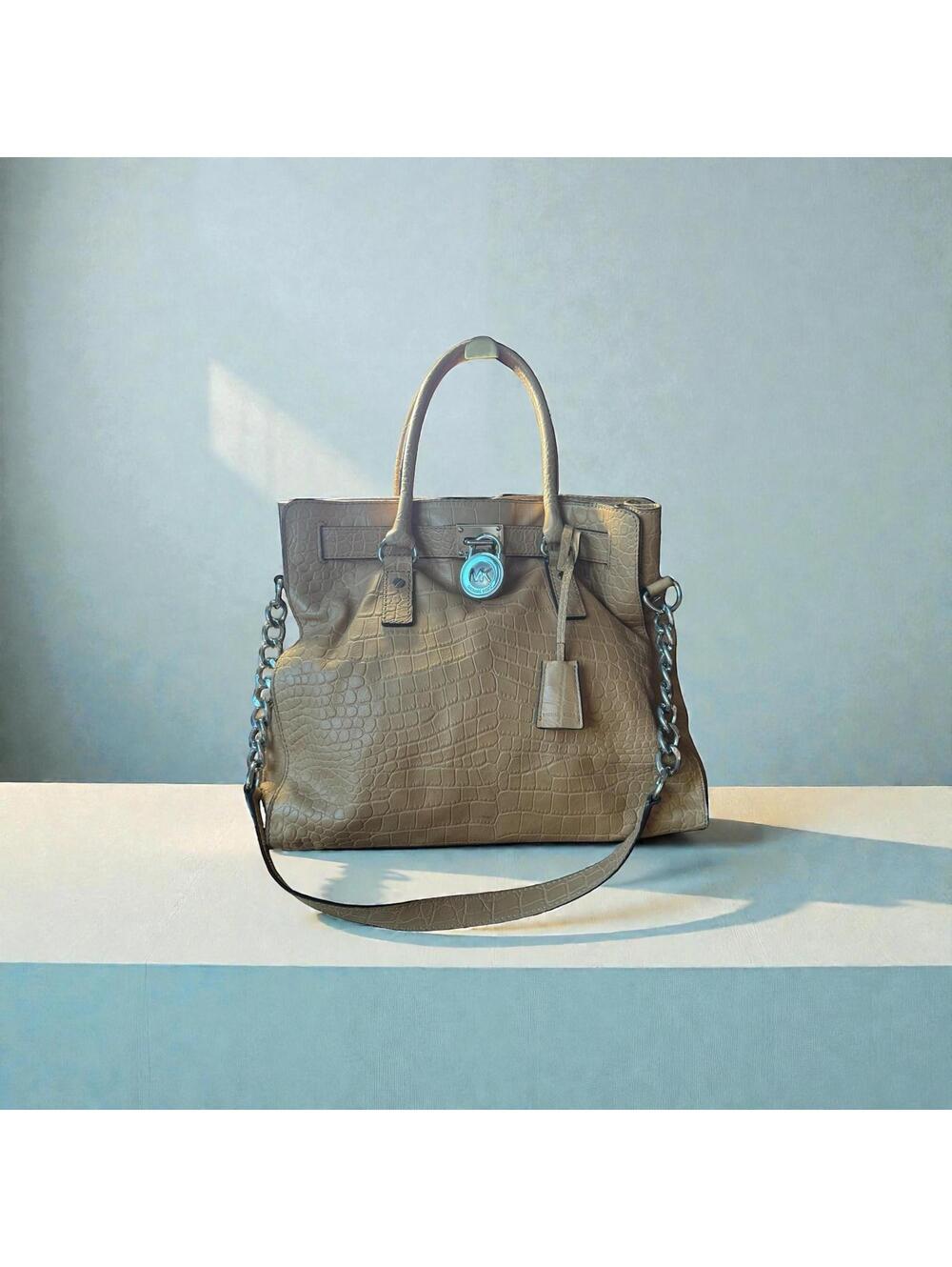 MICHAEL Michael Kors Taupe Croc-Embossed Handbag